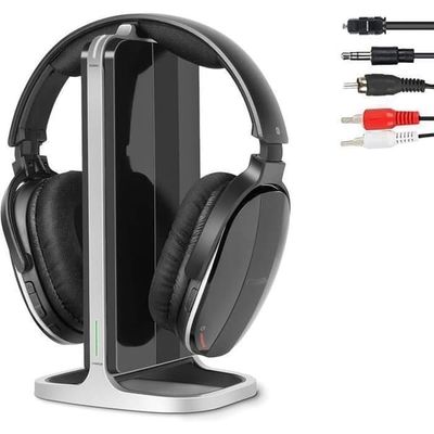 Retekess TA007 Trådlösa TV-hörlurar, Laddningsstation Sändare 2.4G, Bluetooth, Justerbar volym, Ingen ljudfördröjning, för Hemmet