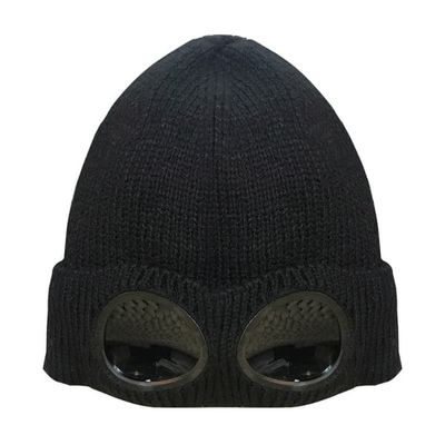 Strikket hue med beskyttelsesbriller Black