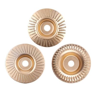 Vinkelslip träsnidadisk 3-pack i kolstål och legering, guld - platt, fasad och rundad för träformning, rotkarvning och snabb materialborttagning
