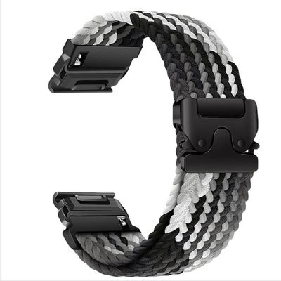 Elastisk nylon vevd klokkereim kompatibel med Garmin Fenix 8/7X Pro/955/965 hurtigutløsende magnetisk spenne MultiColor 22 mm