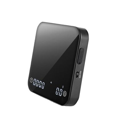 USB genopladelig digital kaffevægt med timer, 0,1g opløsning, LED-display, auto/smart espresso/flow-tilstande, hærdet glasoverflade Black