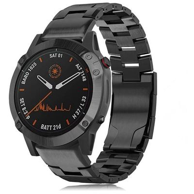 Titanium urrem til Garmin Fenix 7X/6X/5X - Hurtigudløser, 26mm, Sort