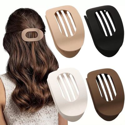 Platt Jord Rund Hårklämma Set (Oval Fyra Delar) Multicolor1