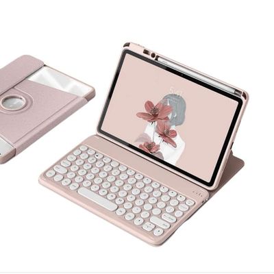 360° Roterbart Bluetooth-Tastaturdeksel med Støtte Kompatibelt med iPad 11 (A16) 2025 & iPad 10 (2022) 10.9 - Rosa