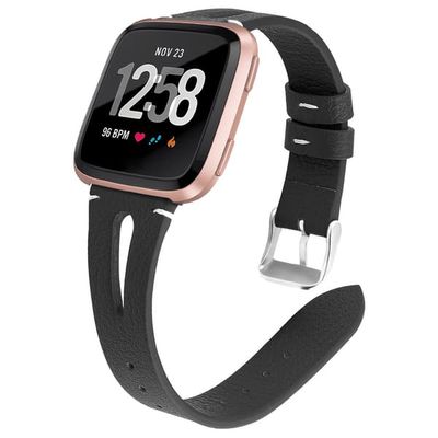 Klokkerem i ekte skinn for Fitbit Versa Smartwatch Black