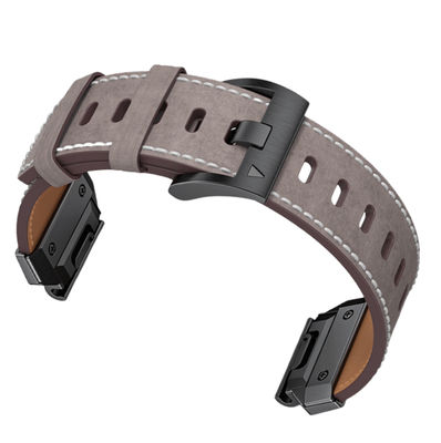 Ægte læderurrem til Garmin Fenix 8/7X/7/6/5/965 Gray 26 mm