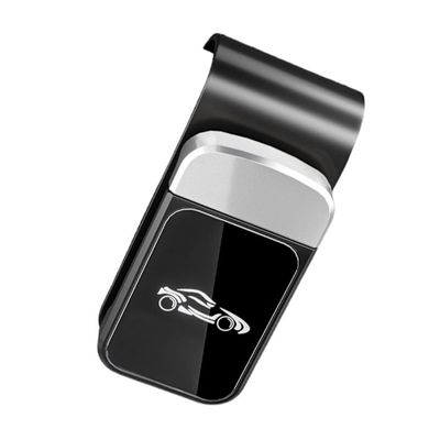 Rustfrit Stål Bil Brilleholder - Sort og Sølv Solskærm Klips til Sikker Opbevaring af Briller