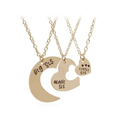 Halskjedesett med store, mellomstore og lillesøster – perfekt familiesmykkegave Gold