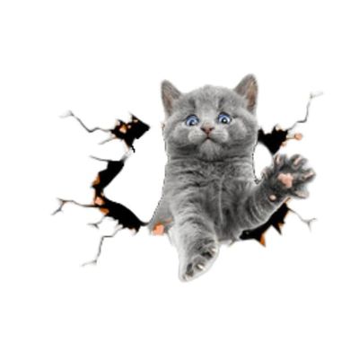 Kreativ Bil 3D Stereo Liten Grå Katt Klistremerke (2 stk) - Søt Dekor for Bilen Din