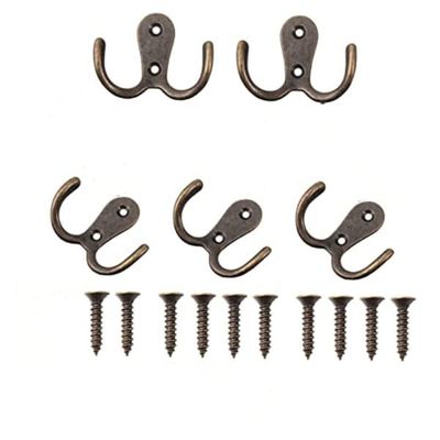 5 st Vintage dubbelkrokar Copper