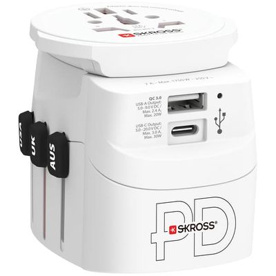 Verdens reiseadapter PRO Light USB AC30PD World PD 30W Jordet