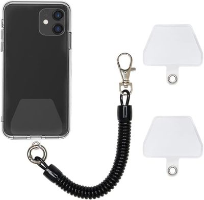 Sikkerhetsstropp for mobil / spiralstropp med karabiner, sort