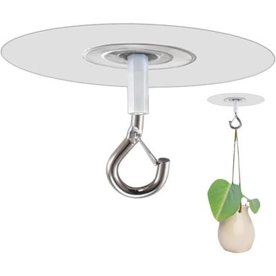 Selvklebende runde takkroker uten boring, PVC og rustfritt stål hengende kroker, gjennomsiktig, gjenbrukbar, 5-pakning, 10-15kg
