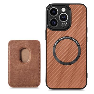 Magnetisk telefondeksel med støtte for kredittkortholder MagSafe Brown iPhone 14 Pro Max
