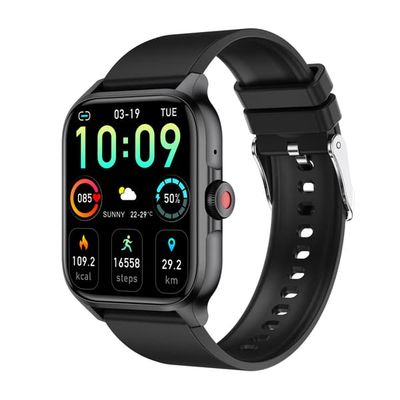 Smartwatch med puls, blodtryk, blodoxygenering og skridttæller Black
