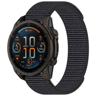 Garmin Nylon Klokkebånd med borrelås - 26MM Svart Grey