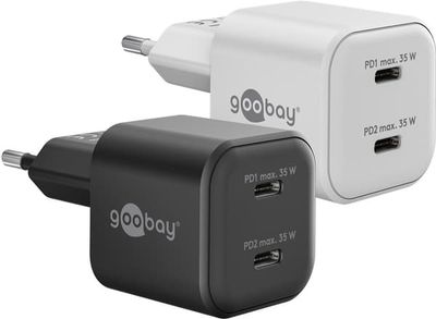 USB-C™ PD GaN dubbel snabbladdare Nano (35 W) svart