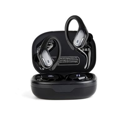 BX27 trådlösa Bluetooth öronkrok sporthörlurar - ergonomisk säker passform, smart brusreducering och 480mAh laddningsetui för träning Black