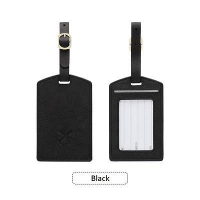 PU Bagasjelapp Navnekort ID-etikett for Reisevesker - Beskytt Bagasjen Din med Stil Black
