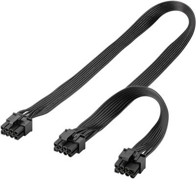 Strømforsyningskabel 8-pins hann til dobbel 6+2 hann for PCIe