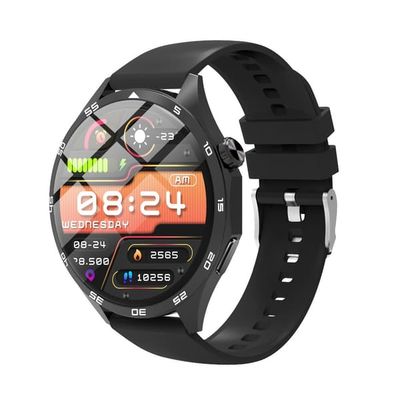 Multifunktionell Smartwatch med Bluetooth-samtal, pulsmätare och anpassningsbar urtavla, kompatibel med Huawei, Samsung, APPLE, Garmin Black