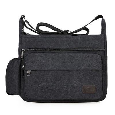 Canvas Reiseveske med Flere Lommer Black
