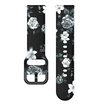 Silikone urrem til Samsung Galaxy Watch Gray flowers on black background 20 mm