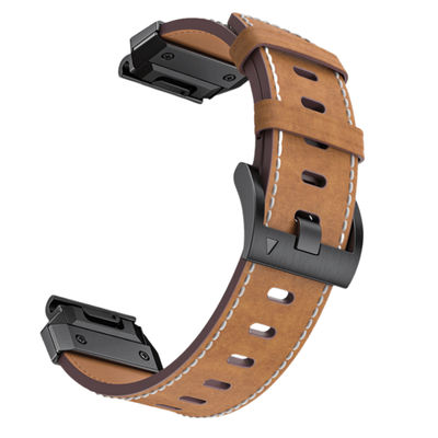 Ægte læderurrem til Garmin Fenix 8/7X/7/6/5/965 Brown 26 mm