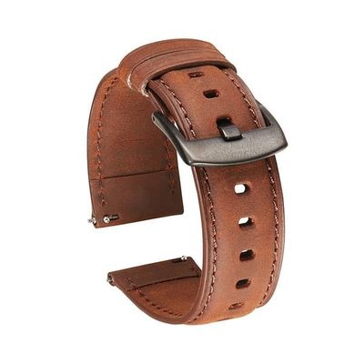 Quick Release Crazy Horse Læder Smartwatch Rem Kompatibel med Samsung og Huawei Brown 22 mm