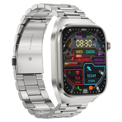 Smartur med metalarmbånd EKG, puls, blodtryk, søvn, skridttæller Silver