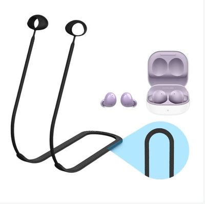 Kompatibelt med Samsung Galaxy Buds 2 Bluetooth øretelefoner silikon anti-tap snor med nakkestropp i flere farger Black