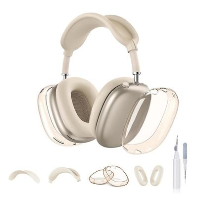 TPU-silikoni 5-osainen suojasarja AirPods Max, yhteensopiva Samsung Buds3/3Pro kanssa — iskunkestävä, vedenpitävä, tahroja hylkivä Beige