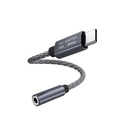32bit / 384kHz USB-C til 3,5 mm lydadapterkabel DAC-adapter Grey