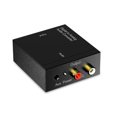 Optisk til 3.5mm konverter - SPDIF coaxial til R/L stereo DAC til TV og spil med 96khz, 1920x1080 og USB 5V/1A strøm