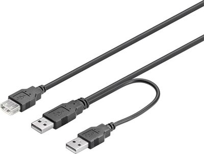 USB power cable Ycable 2xType A male to 1xType A female 0.3m