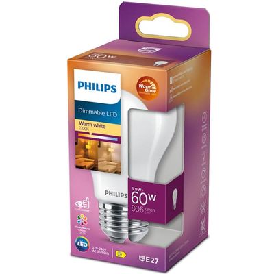 LED E27 Normal 5,9W (60W) Frost Dimbar WarmGlow 806lm
