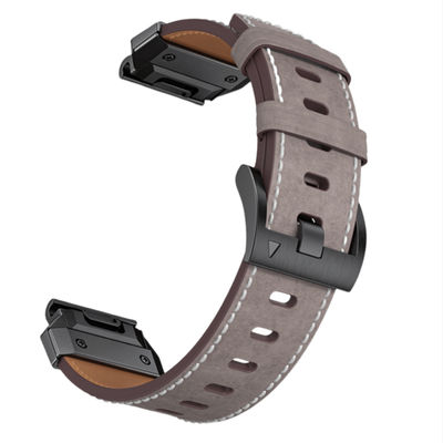 Ægte læderurrem til Garmin Fenix 8/7X/7/6/5/965 Gray 22 mm