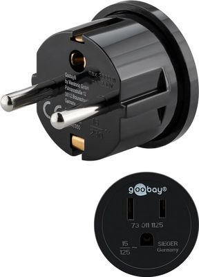 Reseadapter USA/Japan till Europa, svart