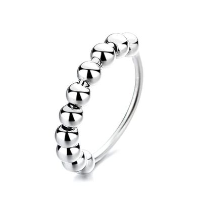 Antistressring med 10 roterbare perler kobberplatina 18.5 mm