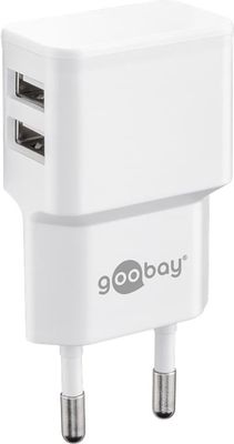 USB-A dubbel laddare (12 W) vit