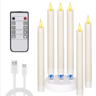 Oppladbare LED-lys HC-022S med fjernkontroll, 6-pakning, varmhvit