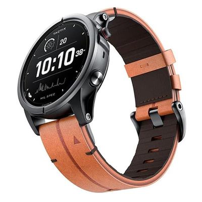 22mm Læder Quick Release Urrem kompatibel med Garmin Fenix 8/7/6/5/935 Serien Brown