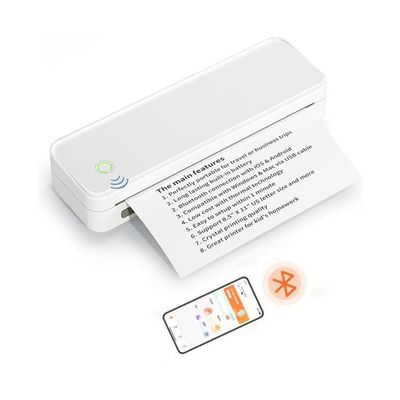Smart Printer A4L – bærbar A4 termisk skriver, blekkløs direkte termisk, Bluetooth trådløs, USB-C oppladbar, kompatibel med Android, iOS, Windows, macOS, Linux