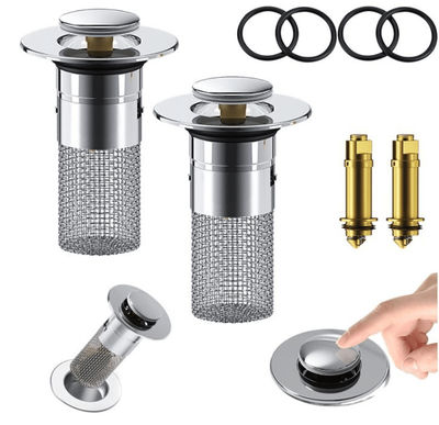 2-pack avloppssil med plugg / tvättställsplugg för handfat