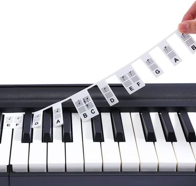 Aftagelige klaver- og keyboardetiketter 88 tangenter White