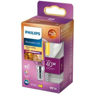 LED E14 Globe 3,4 W (40 W) Clear Dim WarmGlow 470