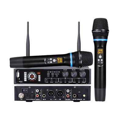Komplett trådløst mikrofonsystem med Bluetooth for bryllup og karaoke Black