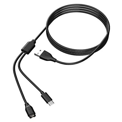 Llader for USB-C mobiltelefon og sportsklokke Black Garmin Fenix, Forerunner, Vivoactive etc. 1.2 m