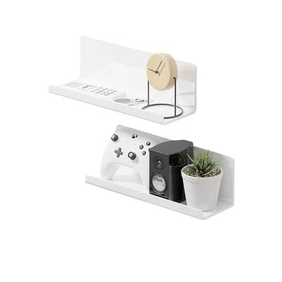 Akryl Flytende Vegghylle Sett med 2 - Ingen Boring, Selvklebende Monteringshyller White