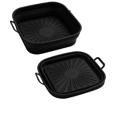 Sammenleggbar firkantet Air Fryer-silikonform 17,5 cm Black